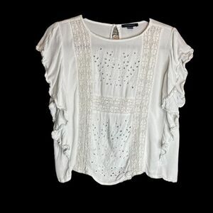 5 for $25🔥American Eagle White‎ Lace Embroidered Blouse XS